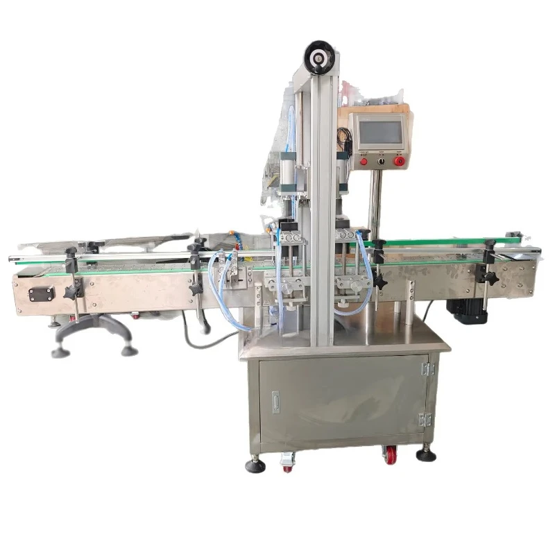 Automatic cosmetic bottle double-head capping machine two-cylinder assembly line alternately tightened