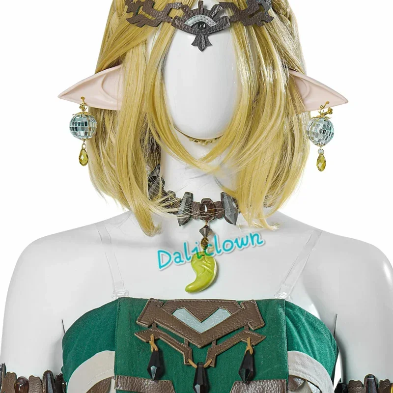 The Legend Tears of the Kingdom Princess Zelda Cosplay Dress Elegant Earrings Necklace Shoes Wig Prop Halloween Costume Women