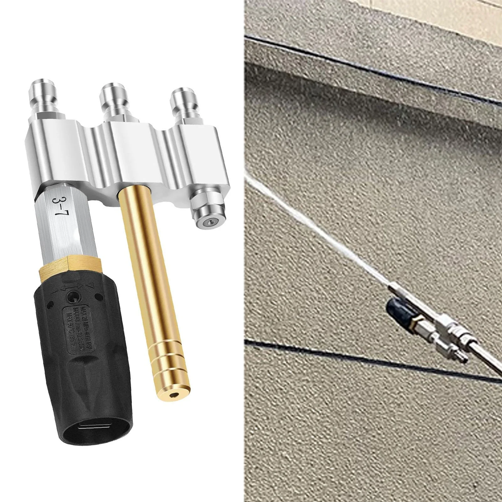 

M5 Twist Nozzle 1/4in Quick Connection 1000-4050PSI 3-7GPM 3 in 1 High Pressure Long Reach Soap Nozzle