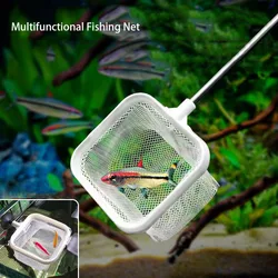 Retractable 3D Aquarium Fish Tank Net Stainless Steel Rod Fishing Round Square Pocket Shrimp Catching Nets 22-47CM Detachable