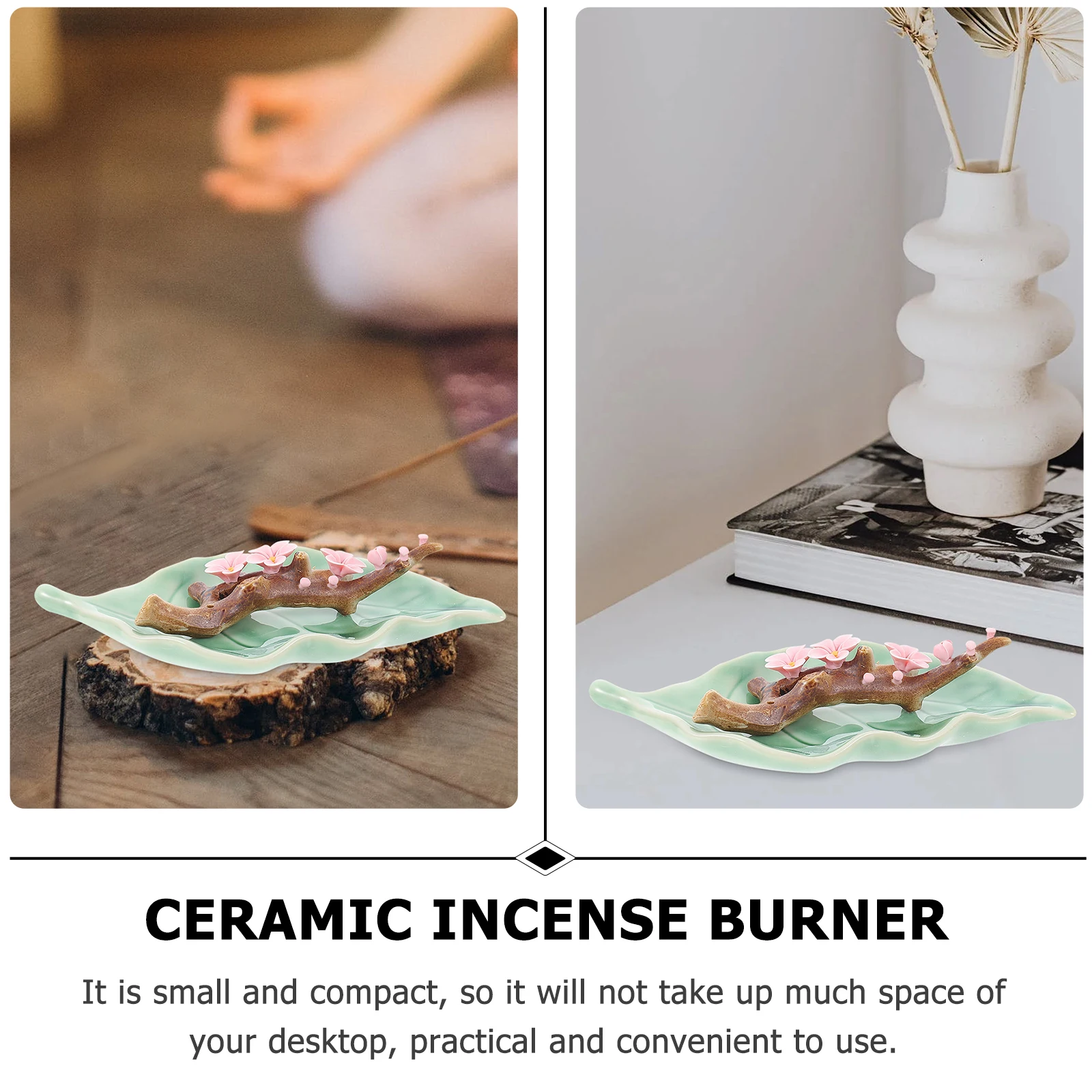 

Ceramic Incense Stick Burner Plum Blossom Design Artistic Incense Holder for Living Room Office Relaxation Censer Decor