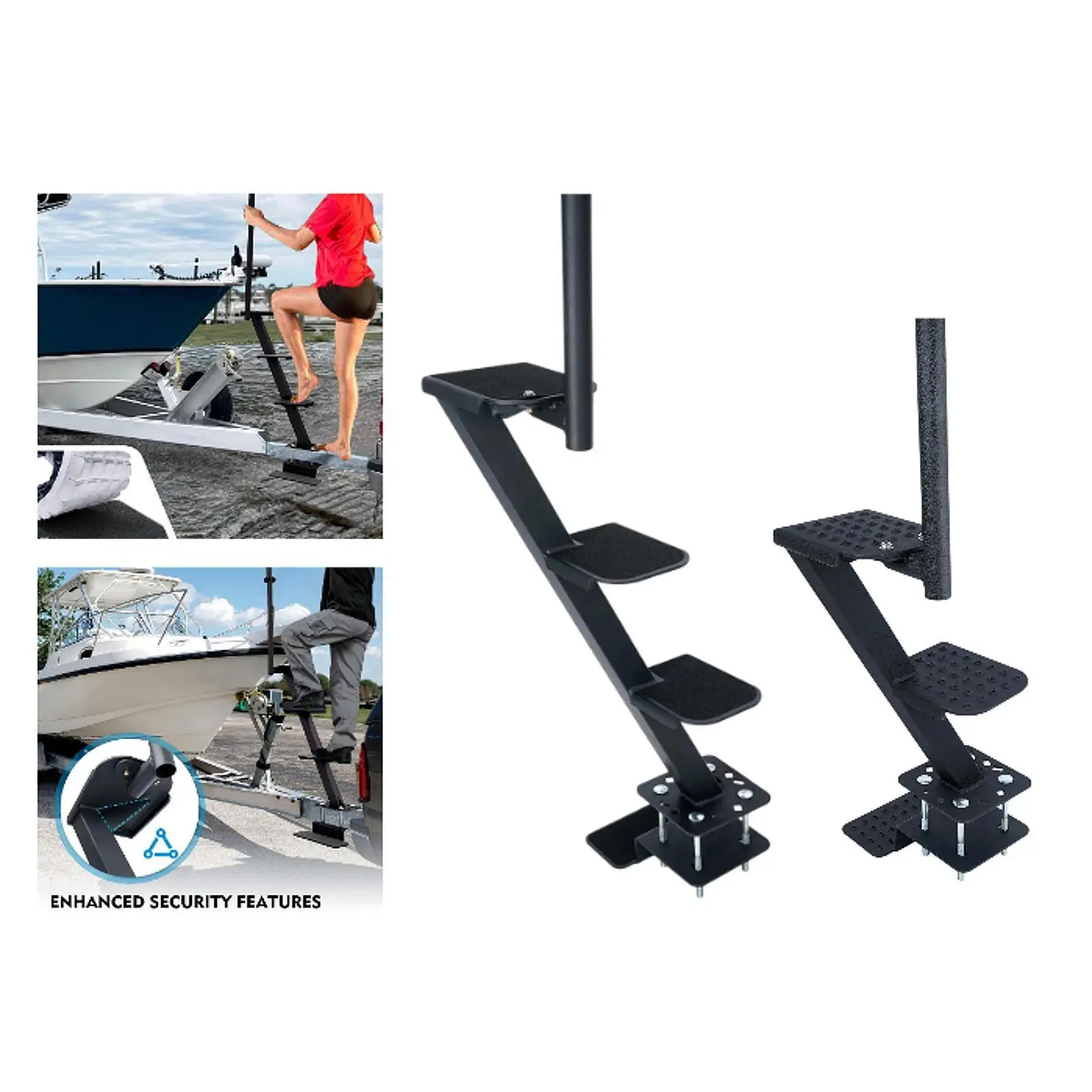 Boat Trailer Steps Boat Step Sturdy with Safe Grab Handle Black High Performance Trailers Tongues Step Boat Trailer Ladder