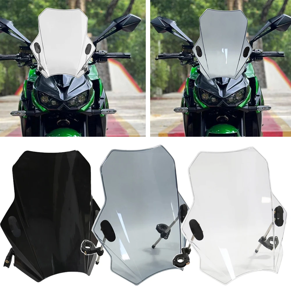 

For kawasaki Z900 Z 900 Z650 Z 650 2019-2023 Universal Motorcycle Windshield Glass Cover Screen Deflector Motorcycle Accessories