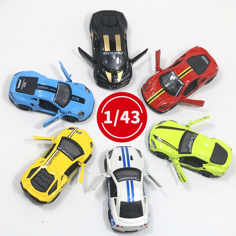 1: 43 race track sports car model children's toy alloy rebound can open the door boy car gift cake baking ornament