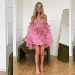 Customized Unisex Organza Pleat Ruched Bow Ball Sweetheart Mini Dresses Homecoming Dresses Exquisite Simple Fashion Sexy