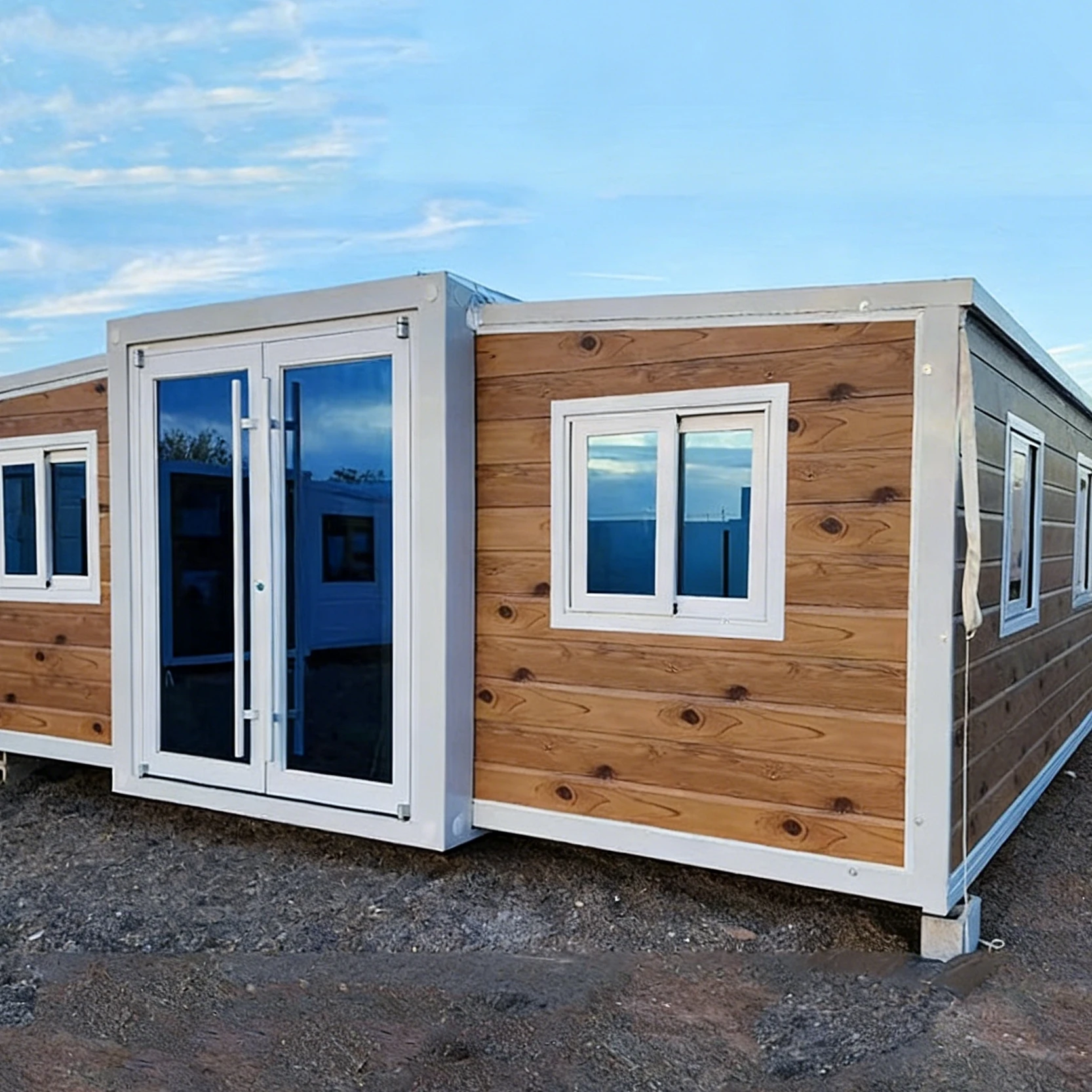 20 Feet High Quality Prefabricated Steel Structure Double Wing Expandable Container House Made From Sandwich Panel Material