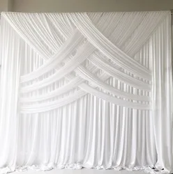 Cheap White Champagne Cross Drapes Ice Silk Curtain Wall Panel Wedding Backdrop Drape Event Party Decoration Make Many Designs