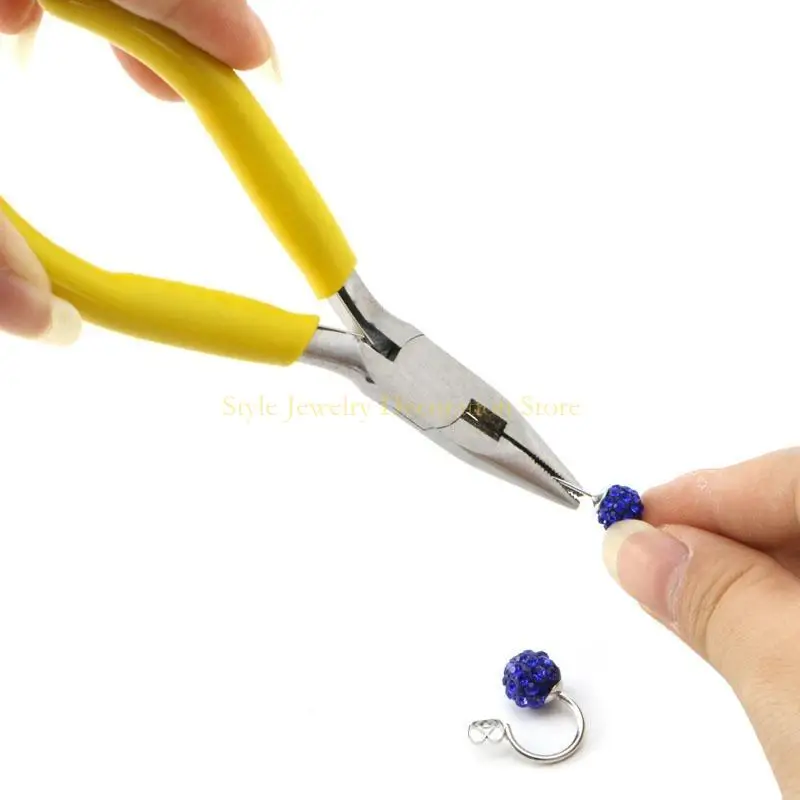 D46E Pinza per gioielli fatti a mano per con manici gomma morbida Mini Strumento gioielli a naso lungo per il lavoro