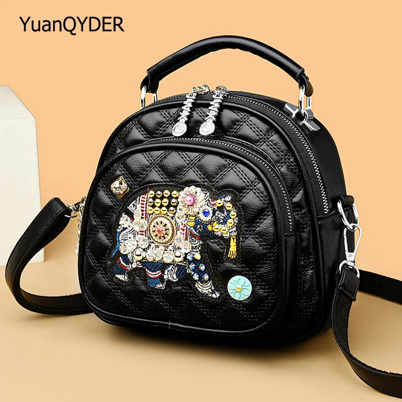 

Fashion Diamond-encrusted Design Ladies Backpack Multifunctional Ladies Shoulder Bag Quality PU Leather Women's Travel Backpack