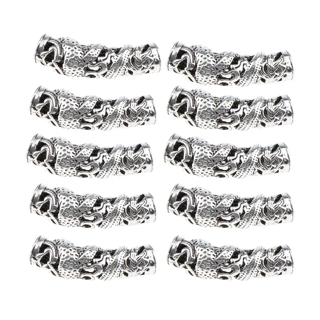 10 Stück Haarschlauchperlen Dreadlocks Perlen Haarflechten Schmuck Haardekoration Zubehör, DIY Tibetisch, 2 Stile