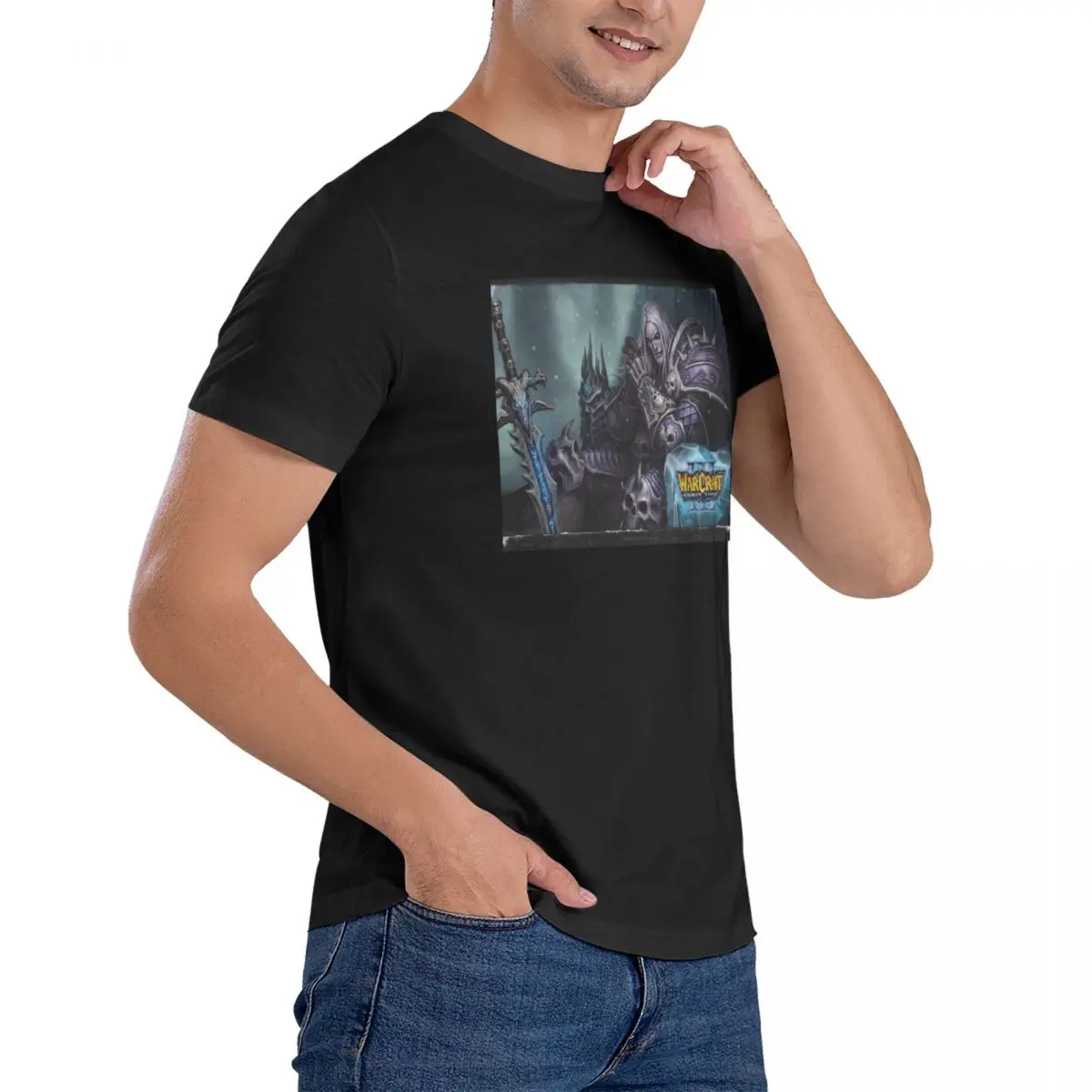 Power T Shirts Men 100% Cotton Vintage T-Shirts Crew Neck W-Warcraft Tees Short Sleeve Clothing Gift Idea image 3