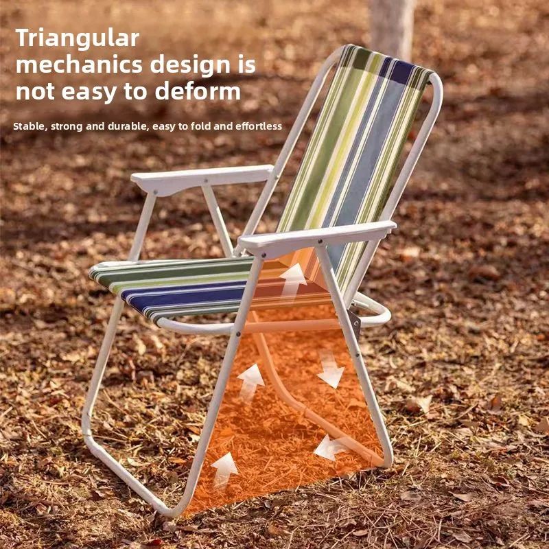 Camping Furnishings Camping Chair, Foldable Outdoor Armchair Portable Beach Backrest Leisure Chair for Fishing Stall Home Use