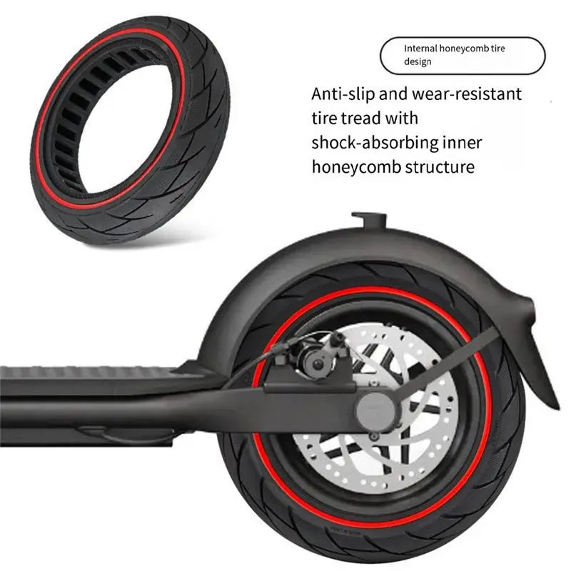 Classic-For Ninebot F40 F30 F20 10X2.125 Airless Anti-Skid Tire Set- 10 Inch Honeycomb Rubber Solid Trye