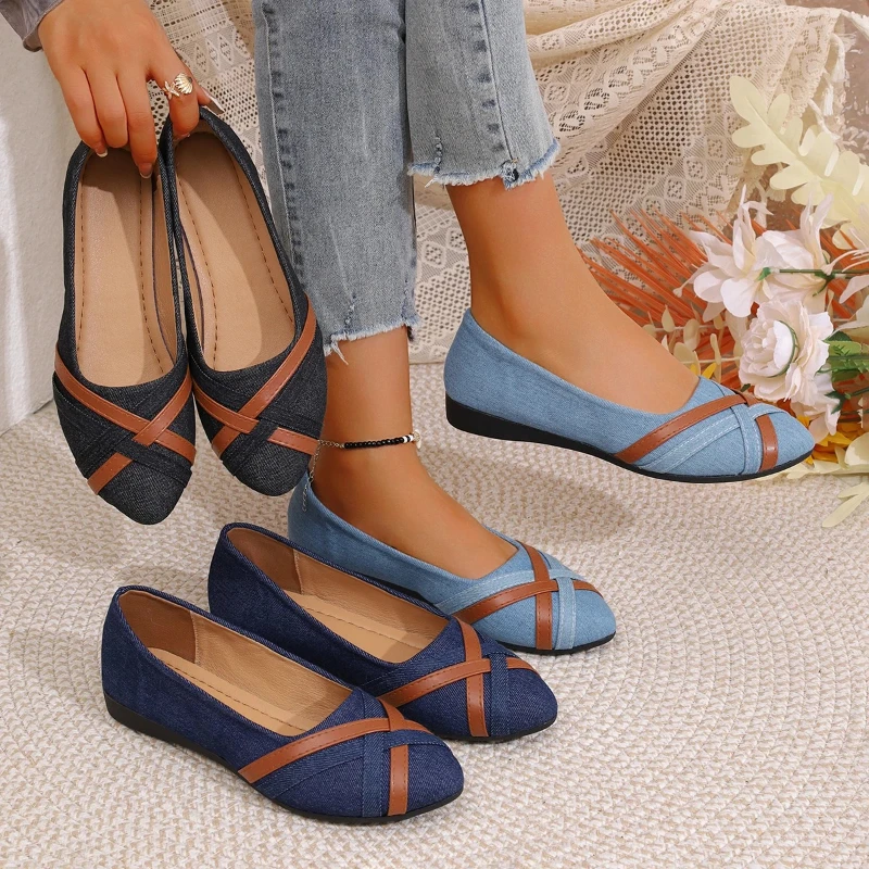 2025 primavera e outono nova moda respirável confortável sapatos planos anti deslizamento sola macia sapatos femininos sapatos casuais