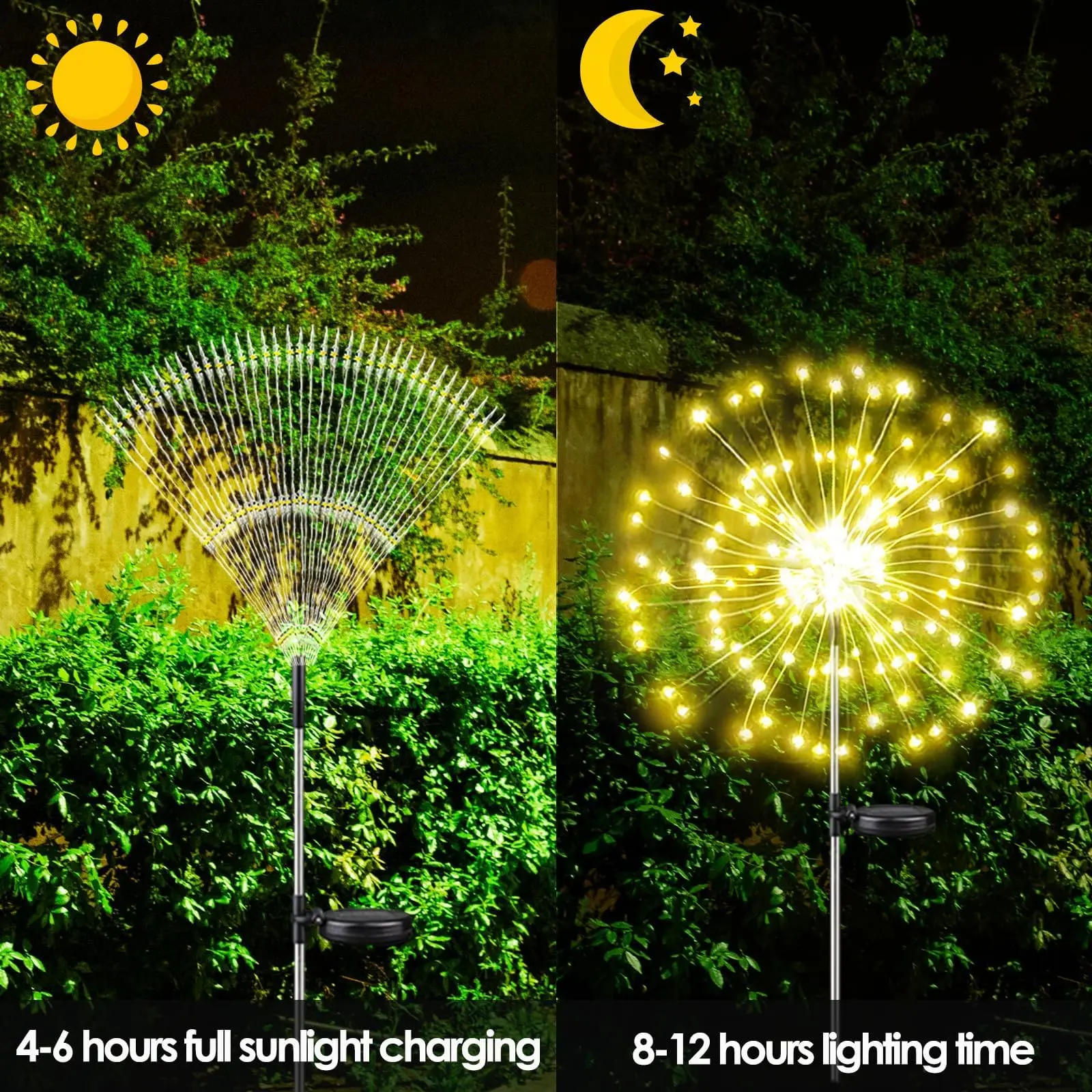 Imagem -04 - Outdoor Solar Powered Jardim Lights Firework Impermeável Exterior Sparkler Light Quintal Decoração Modos 200 Leds Pack