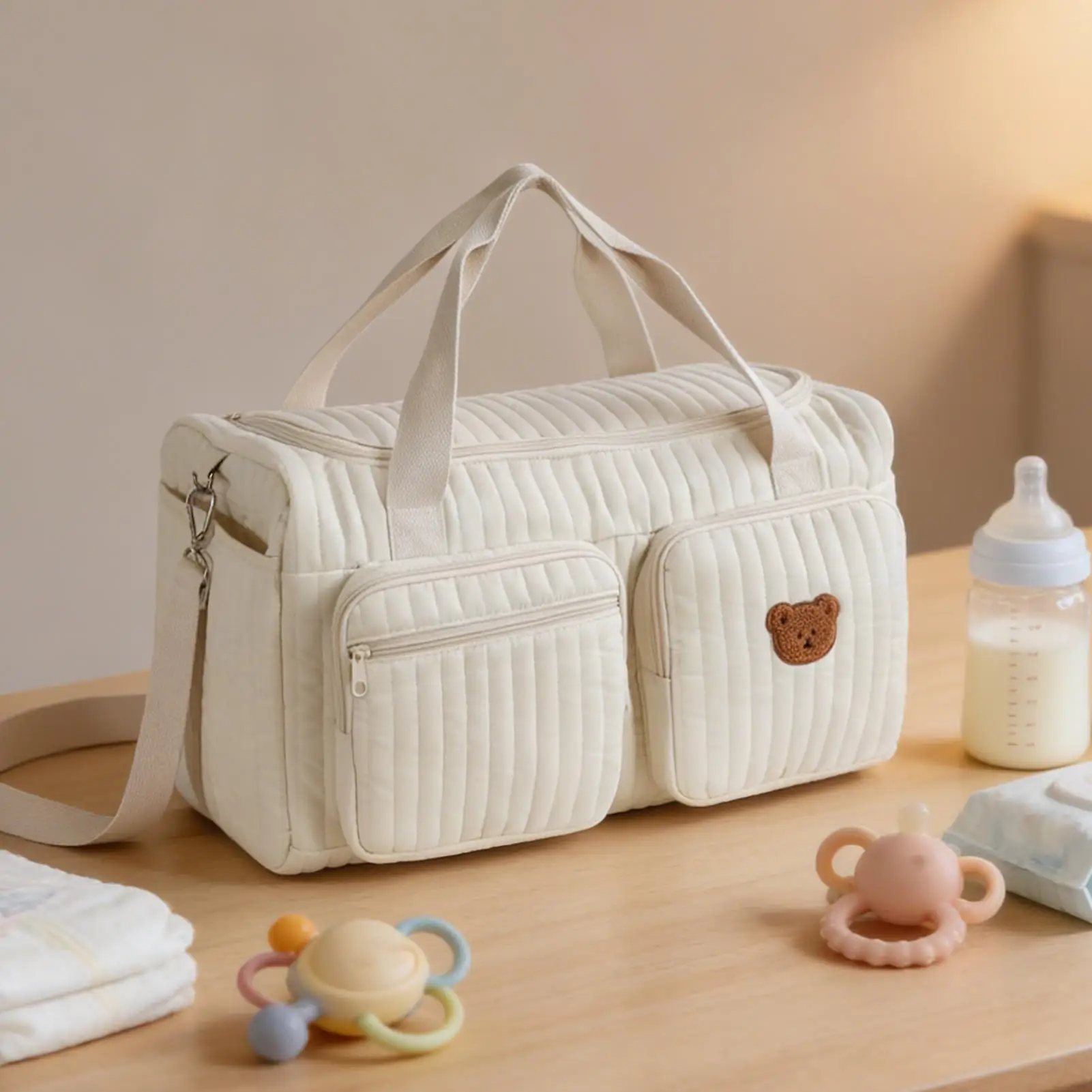 

Travel Diaper Bag Zippered Diaper Holder Storage Tote Stroller Organizer Bag For Mom New Parents Travel Weekend Trips Outgoing