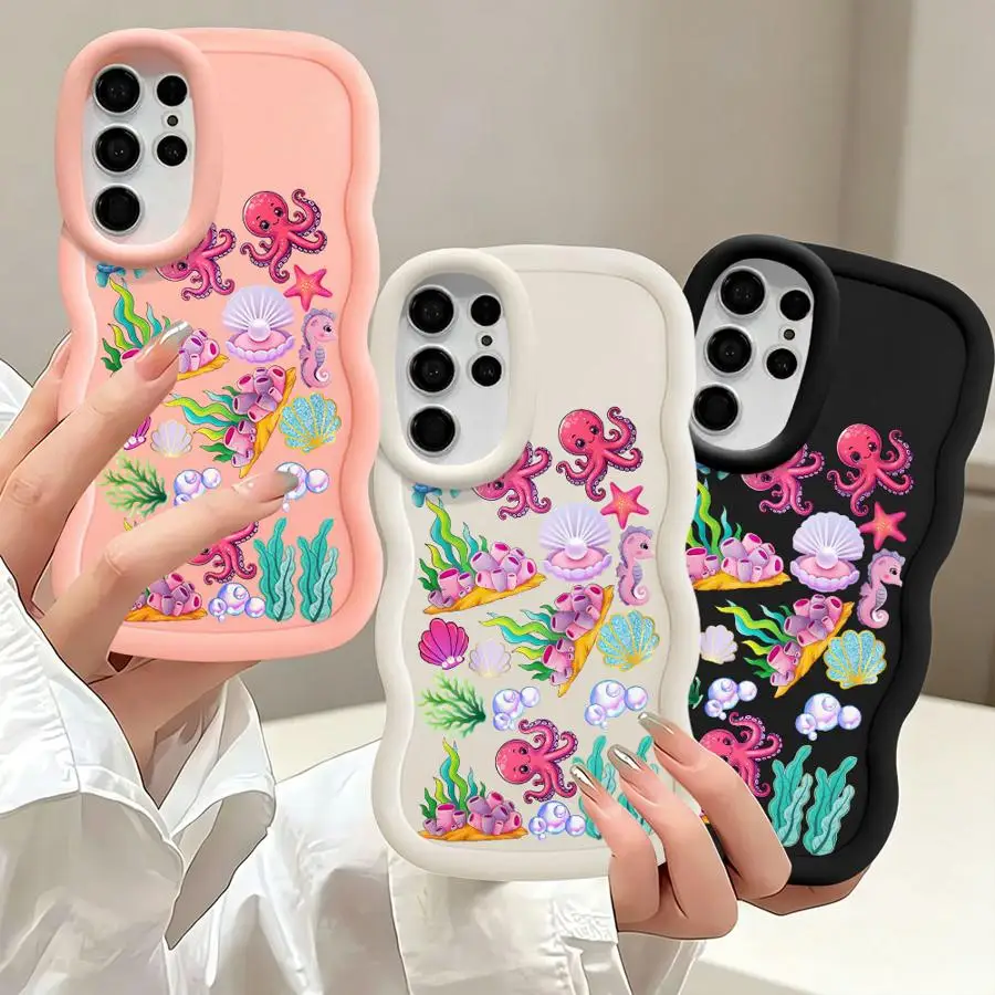 Case for Samsung Galaxy S26 S25 S24+ S22 Ultra S23 Plus S20 FE S21 S24 S25+ Soft Phone Cover Cartoon Sea Animal