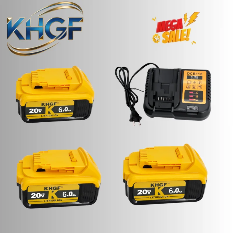 👍 Pour batterie DeWALT 20V 6Ah, compatible avec DCF850 DCB182 DCB200 DCG405 DCB606 DCD805... chargeur d'outils électriques DeWALT 18V
