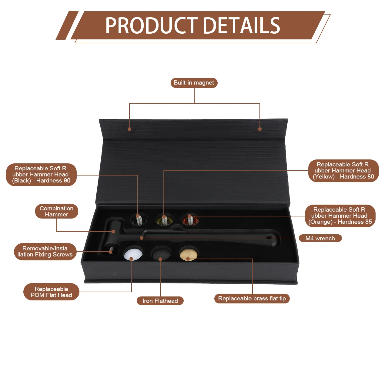 مجموعة أدوات صنع المجوهرات برأس المطرقة القابلة للاستبدال من TOOLTOS لتشكيل المعادن والنقش وأعمال الحرف اليدوية