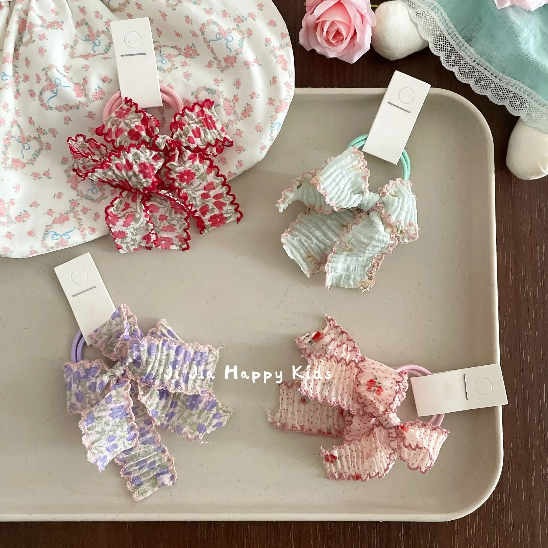 Hair Ties Hair Clips Kids Sweet Floral Ruffle Lace Bow BB Clip Fabric Small Bangs Hair Friendly Lightweight Multicolor School