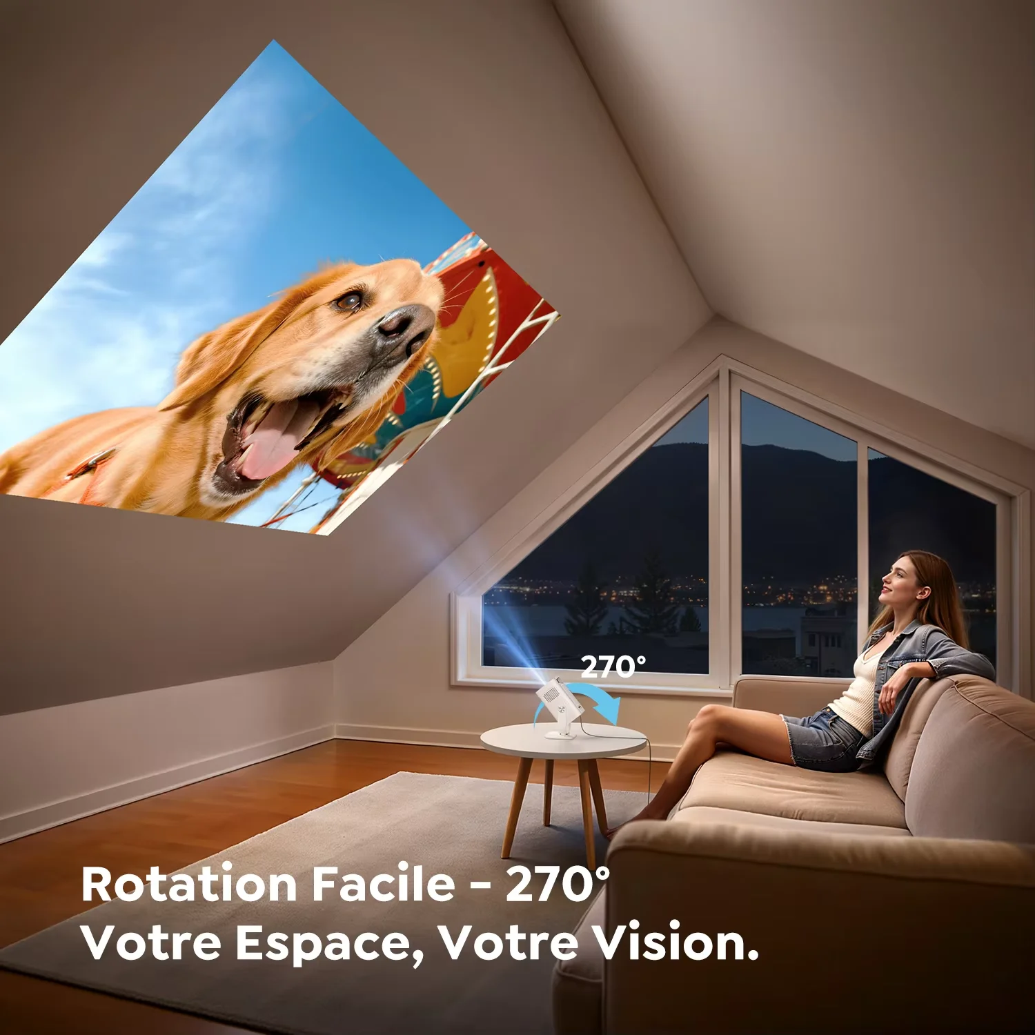 Toptro Projektor 4K 1080P Android 14.0 WiFi6 Autofokus 270 ° Drehbarer Android 14 Tragbarer Projektor für Filme, Heimkino und Outdoor – Detail 7