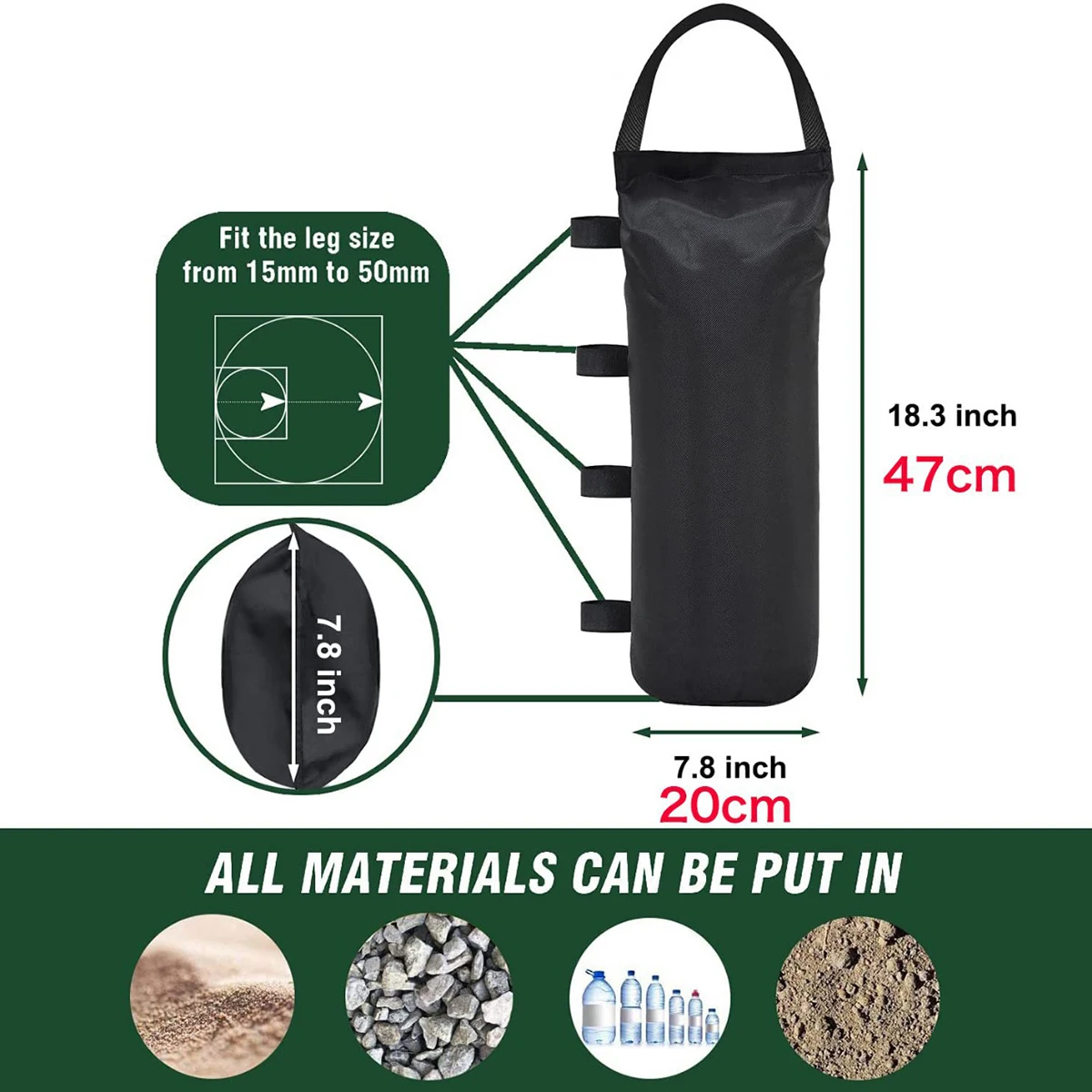Kit 4 Peças de Sacos de Areia para Barraca de Camping e Gazebo, Equipamento de Fixação de Pés e Pernas para Jardim, Tecido Oxford 420D Impermeável, Equipamento de Camping