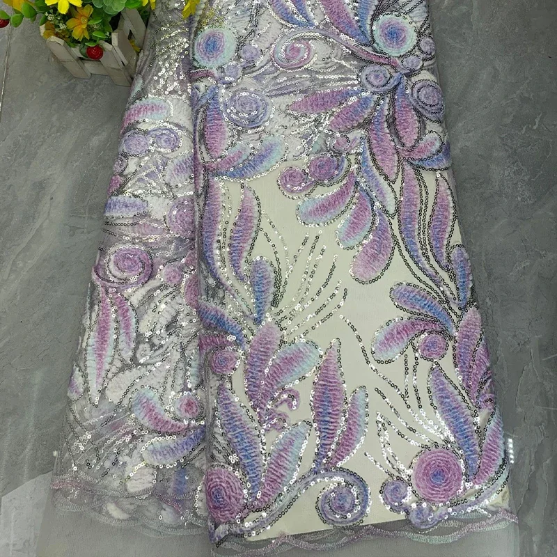 

1yard Laser-Embroidered Beaded Mesh Fabric European and American Style Dresses Women's Formal Wear DIY Sewing Fabric