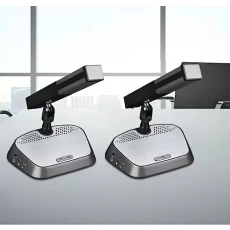 Desktop audio conferencing system with microphone for presentations and voting in conferences