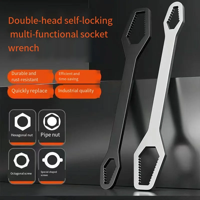 Double Head Adjustable Torx Wrench 3-17mm, Universal Self Tightening Spanner Multifunctional Auto Repair Hand Tool