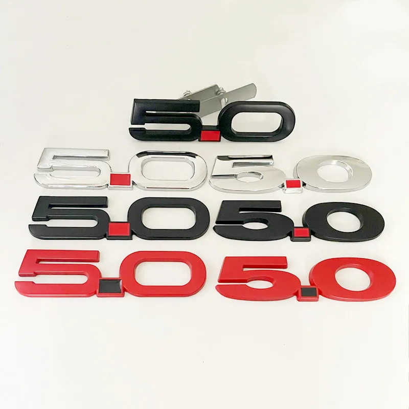Image of 3D Metall 5,0 Logo Auto Hinten Stamm Körper Aufkleber Fender Emblem Abzeichen Aufkleber Für Ford Mustang GT GT50 2021 2020 2019 2018