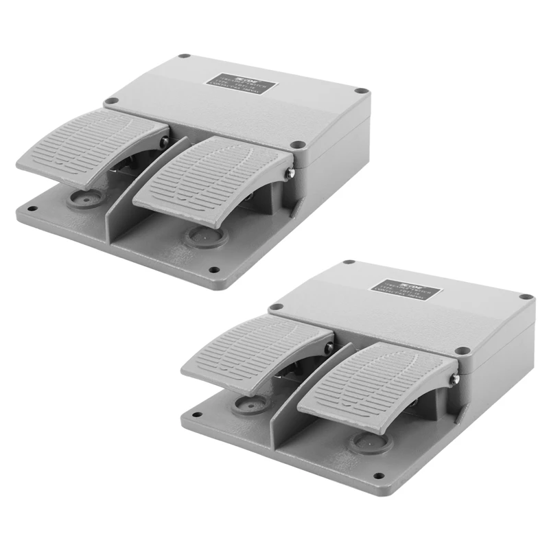 

2X Foot Switch YDT1-16 Aluminum Shell Gray Double Pedal Switch Machine Tool Accessories Switch