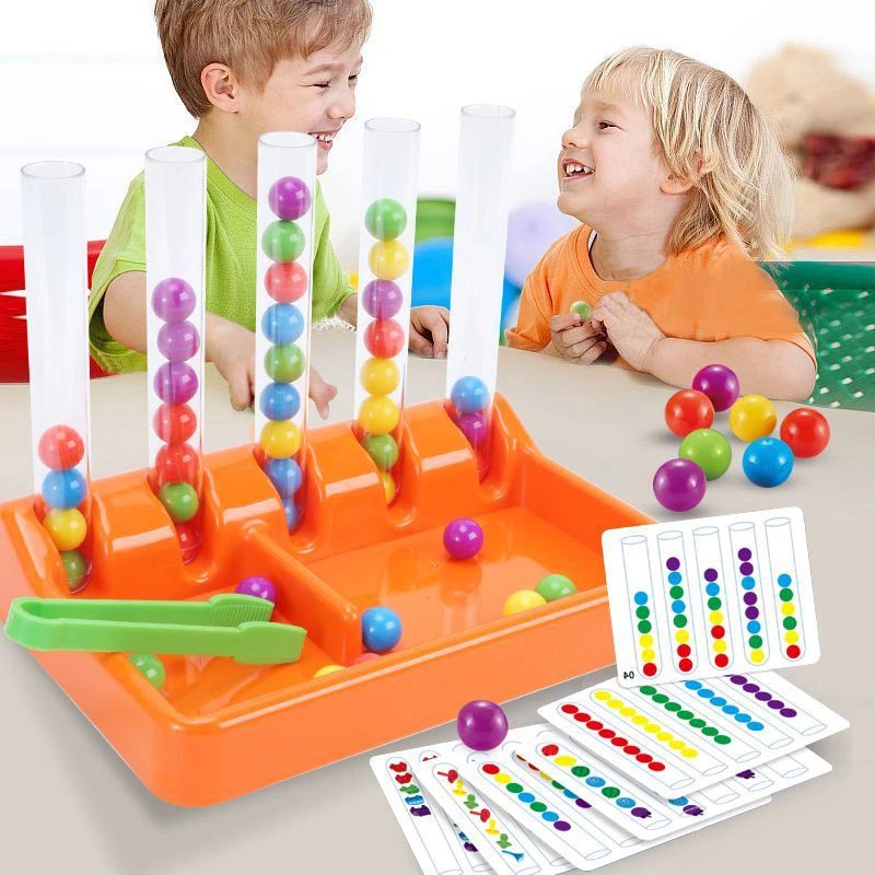 Bolas de colores para niños, juego a juego, clasificación de matemáticas de colores y números, juguetes educativos Montessori, tubo de ensayo,