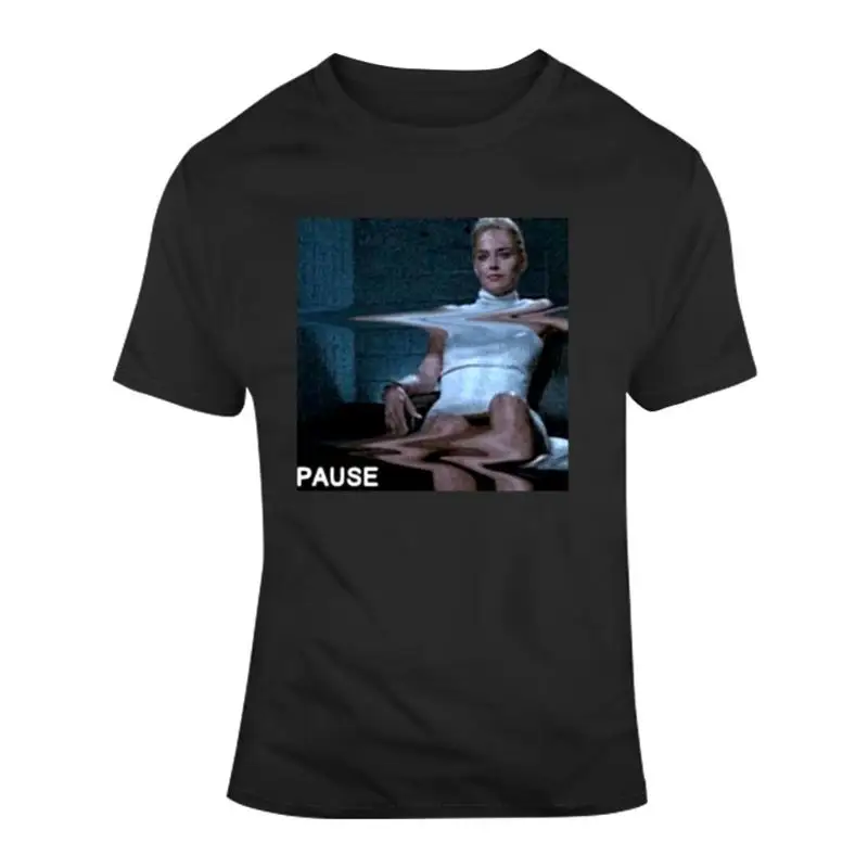 

Забавная базовая футболка Instinct Sharon Stone Pause Legs Scene Movie Fan