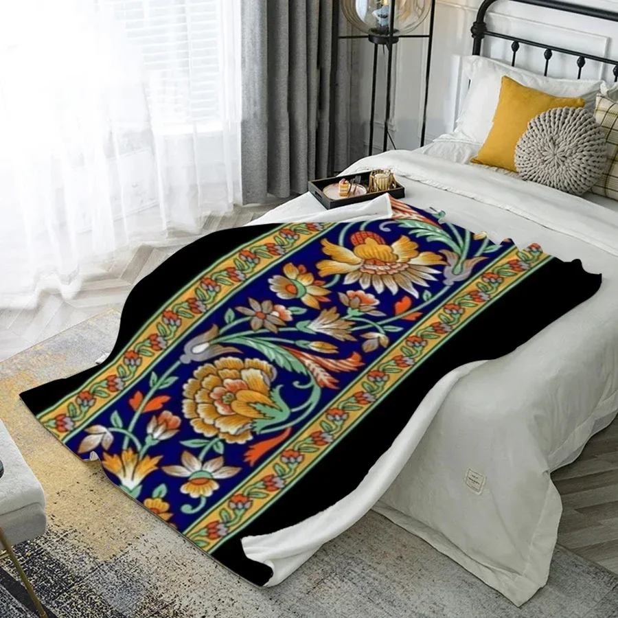 

Красочное цветочное одеяло из микрофибры, фланелевое покрытие, одеяло для спальни, гостиной, дивана, мягкое и удобное украшение для дома
