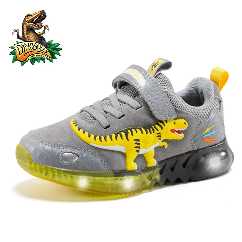 Children's shoes dinosaur shoes Tyrannosaurus rex shoes boys leather shoes sports casual flash