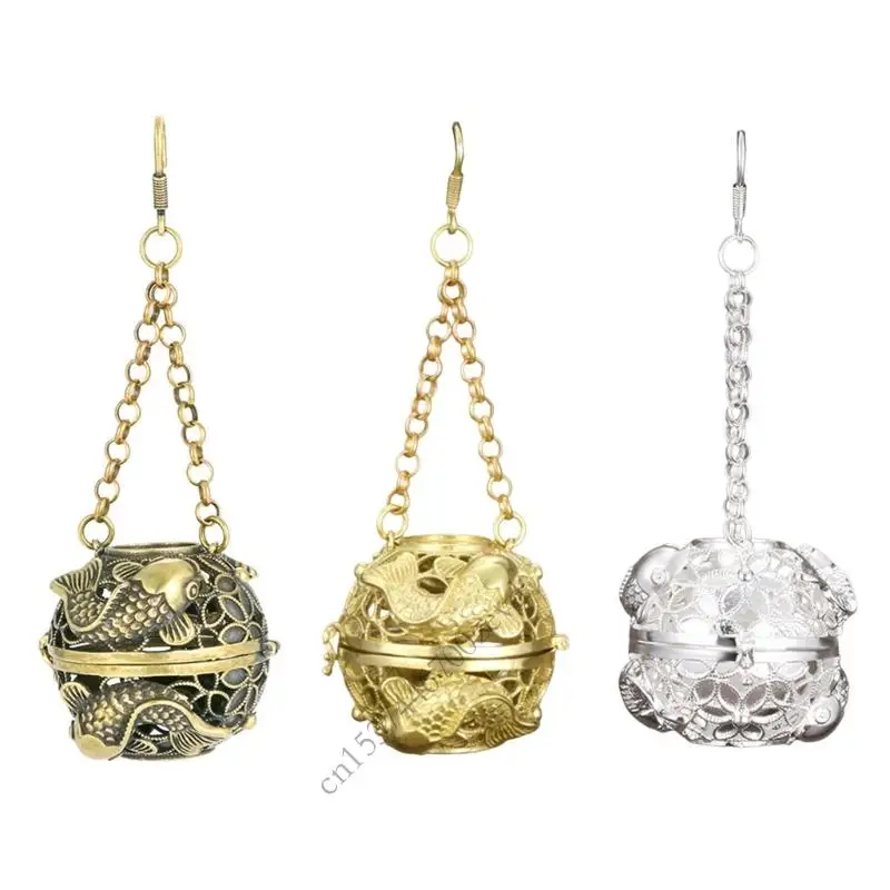 

Vintage Antiqued Brass Incenses Burners Ball with Hollowout Design and Chain for Purifying Meditations and Relaxation P9YB