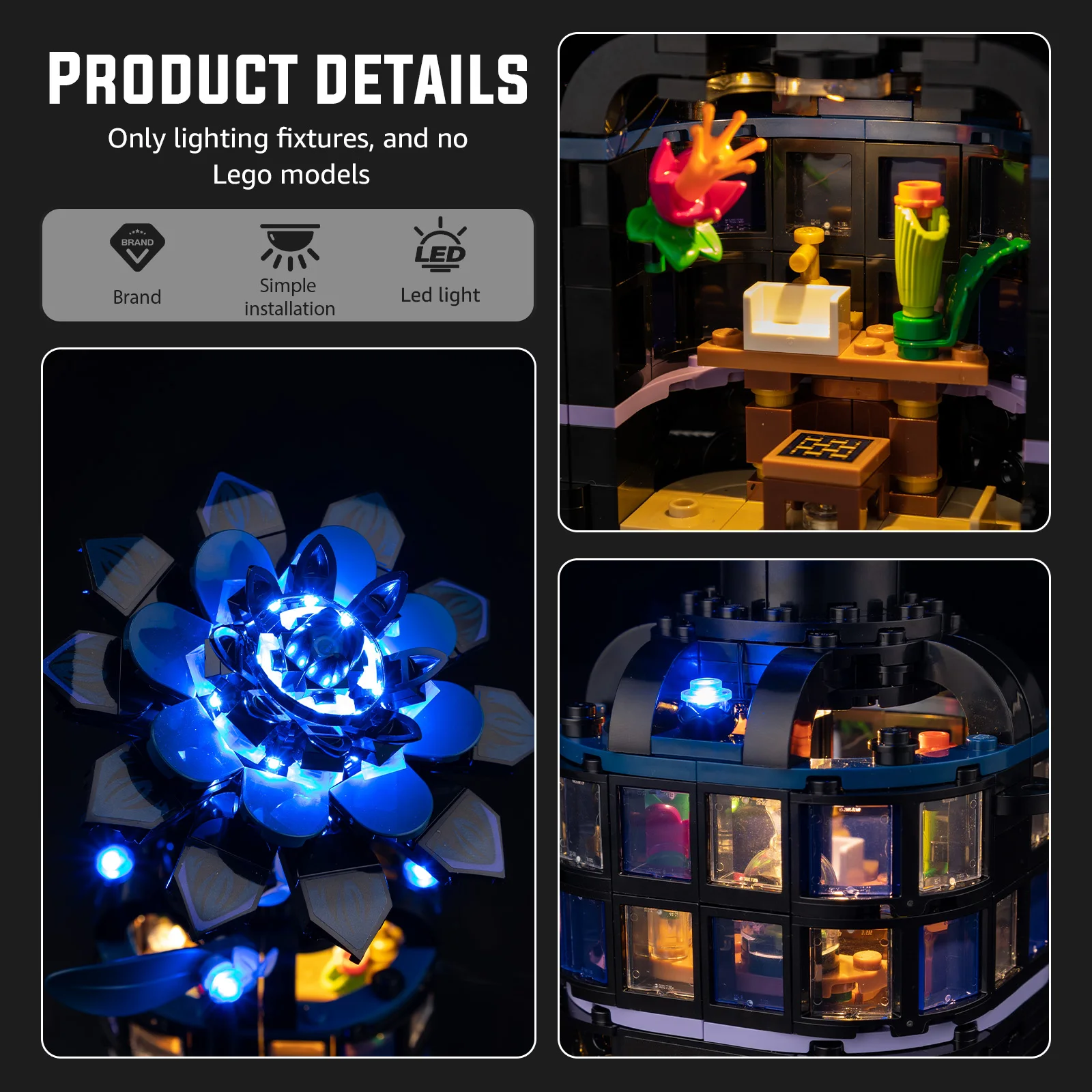 Led Light Set Suitable for LEGO Black Dahlia Flower 76784 Building Blocks
