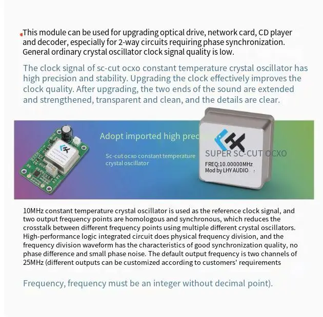 

LHY OCXO constant temperature crystal oscillator clock upgrade 10/22/24/25MHz frequency multi-channel reference PLL output
