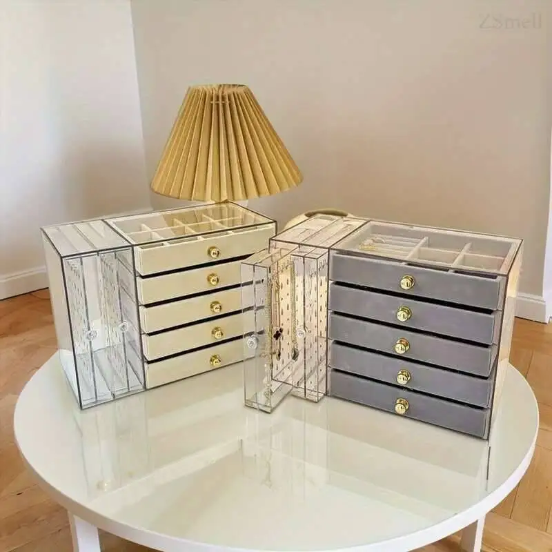 

Коробка большой вместимости с несколькими ящиками и отделениями, подходит для всех четырех сезонов, идеальное хранилище ювелирных изделий, отличный подарок