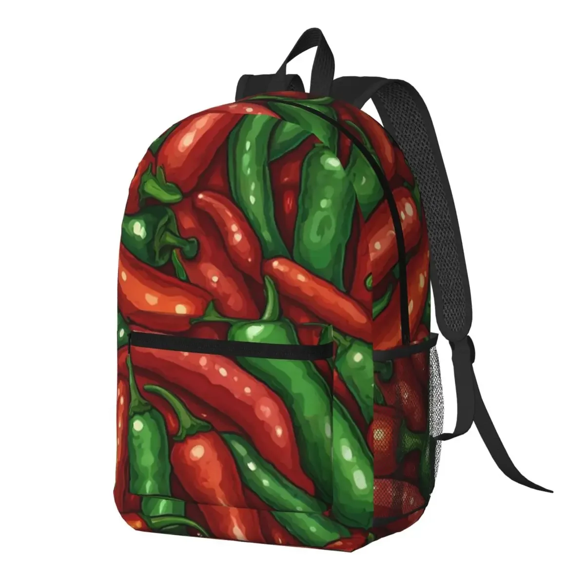 Fresh Colorful Chili Realistic Backpack Daypack Large Capacity Kids BookBag School Bag Shoulder Bags for Men Women