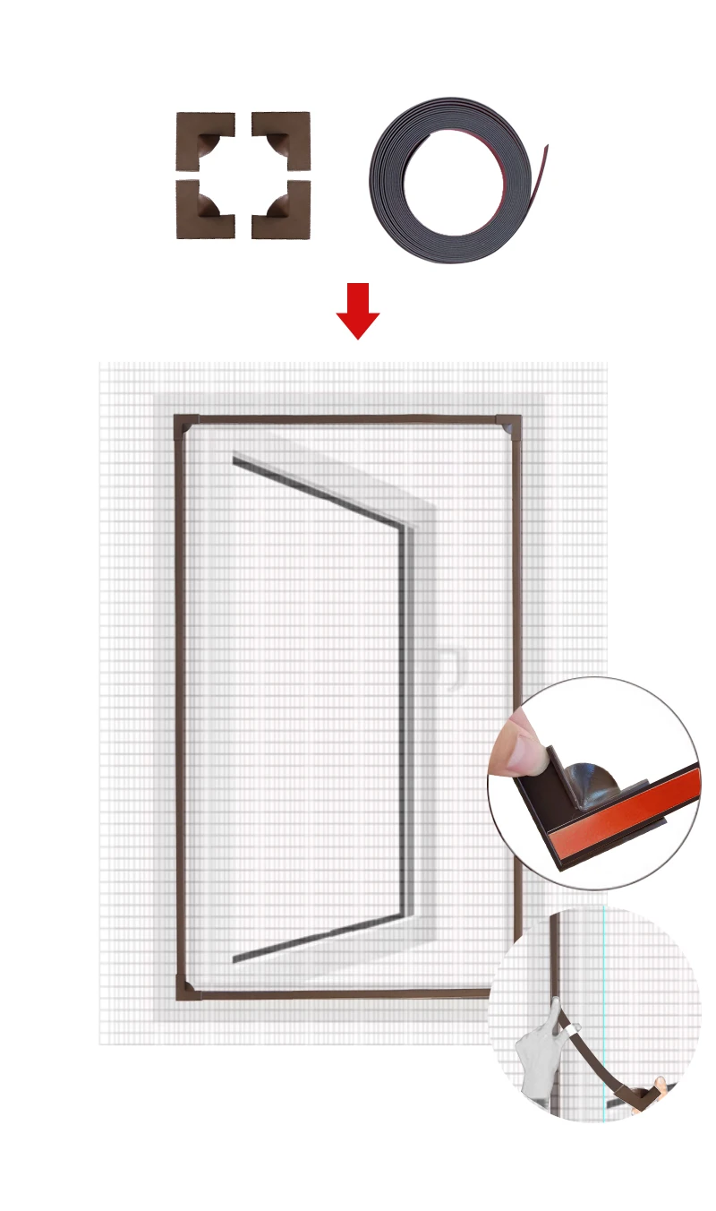 2026 Insekten-Magnetfensternetz Tüll-Mesh Stealth Anpassbar DIY Sommer-Netzvorhang Abnehmbar Waschbar Anti-Fliegen-Moskitonetz – Detail 21