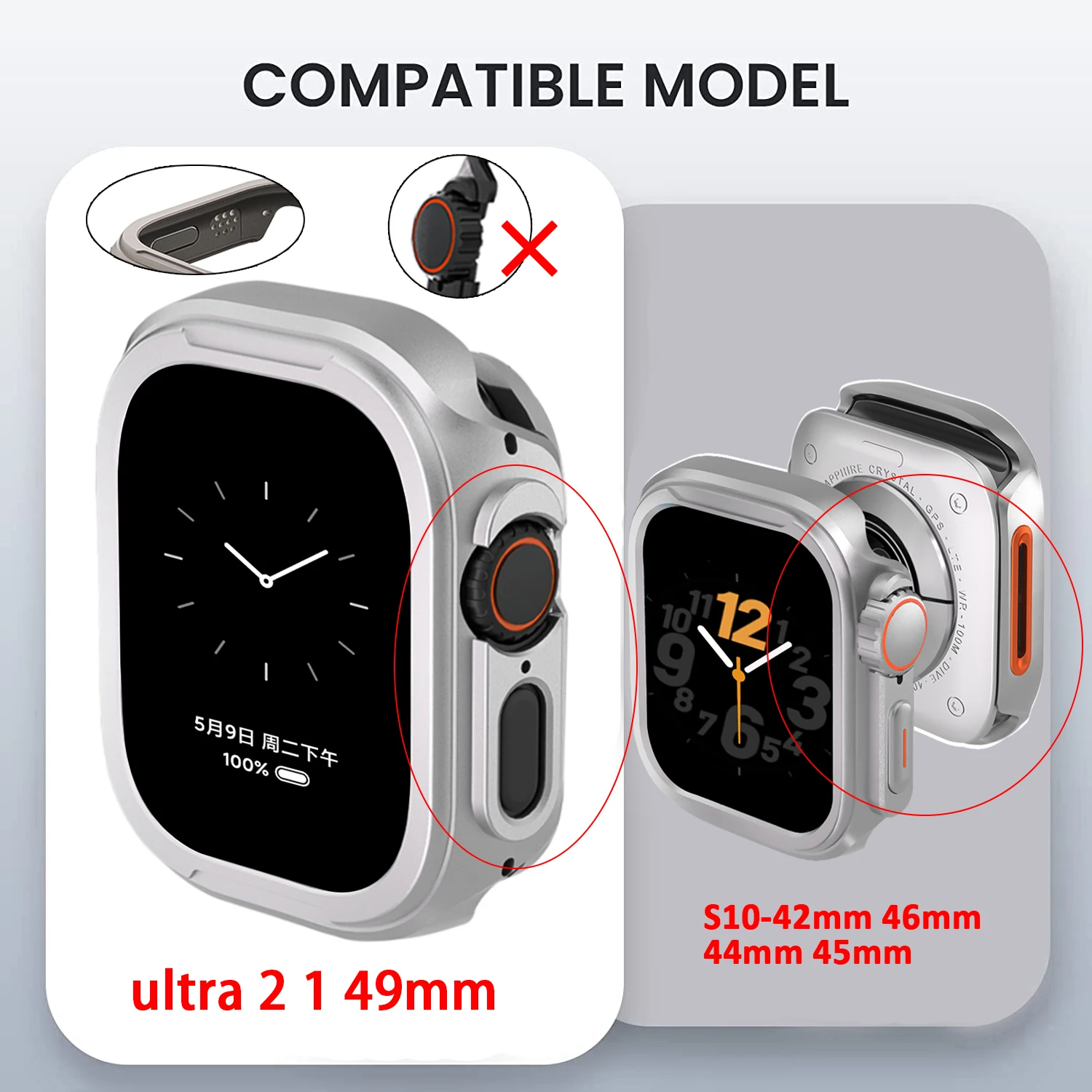 Alloy+PC Case for Apple Watch Ultra 2 1 49mm 10 46mm 42mm Watch Frame for iWatch Series 9 8 7 45mm 6 5 4 SE 44mm cover Bumper