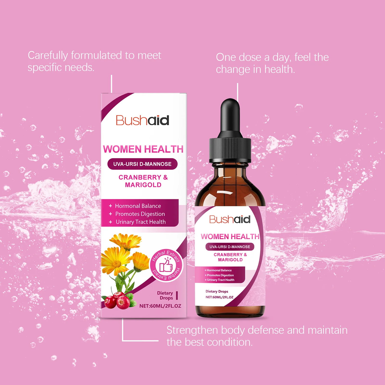 Women Hormone Balance Liquid Drops Support Gut Flora Urinary Tract Intimate Feminine Health Oral Supplement