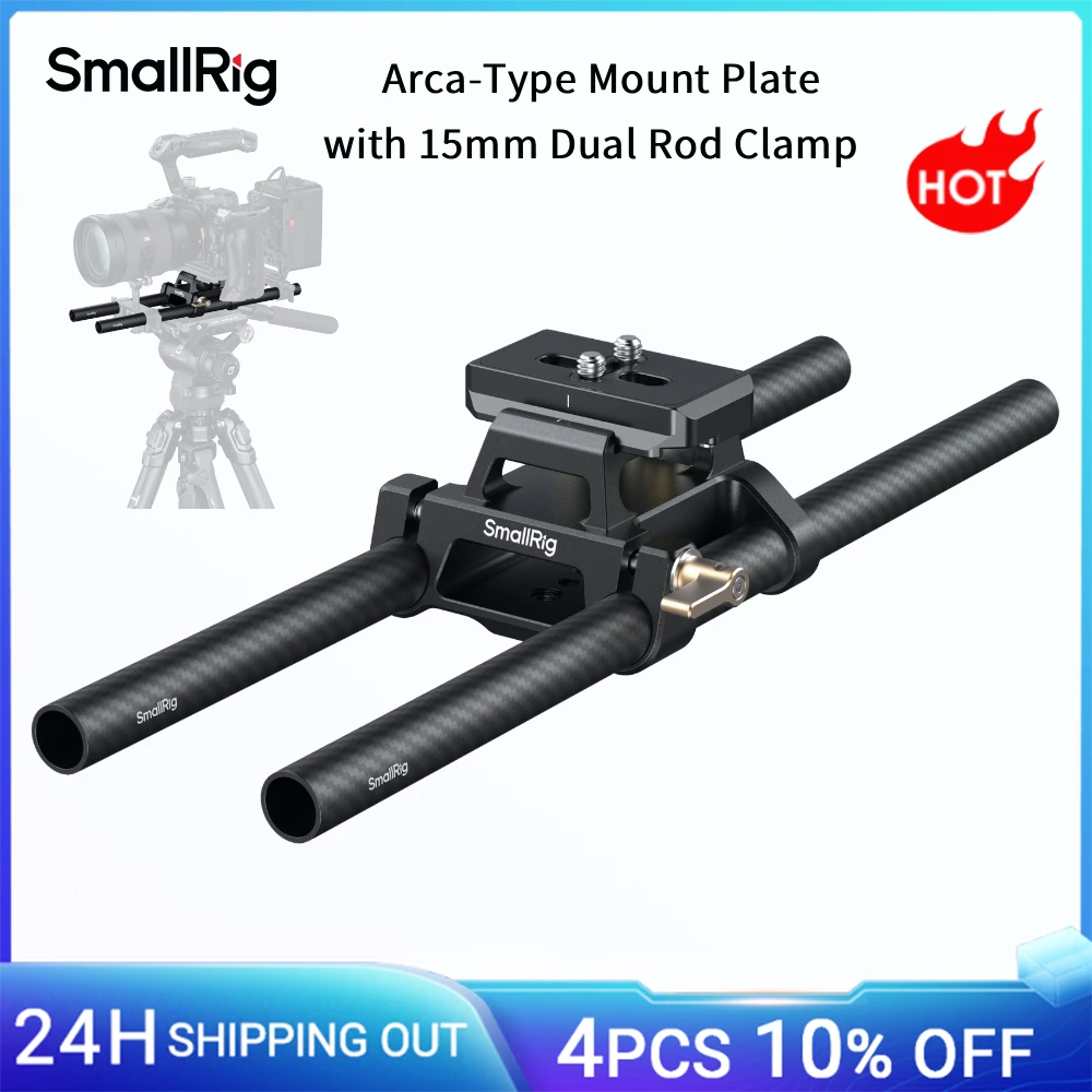 Image of SmallRig Arca-Typ Montageplatte mit 15mm Doppelstangenklemme Universelle Integrierte Arca-Swiss Grundplatte mit Schnellwechselplatte -6761