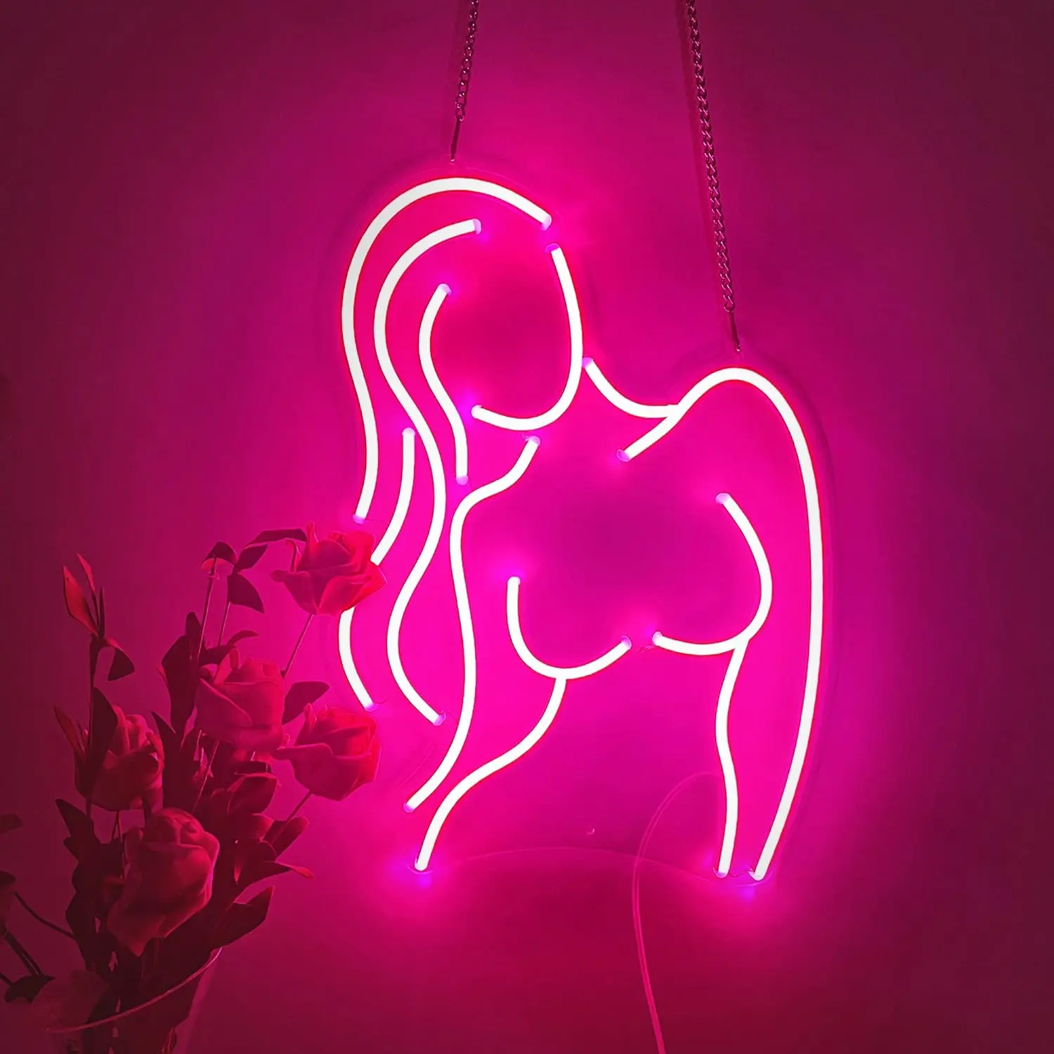LED النيون خط الجسم الإناث USB بالطاقة مناسبة لغرف النوم بار نادي صالون تجميل هدايا عيد الميلاد عيد الحب #1