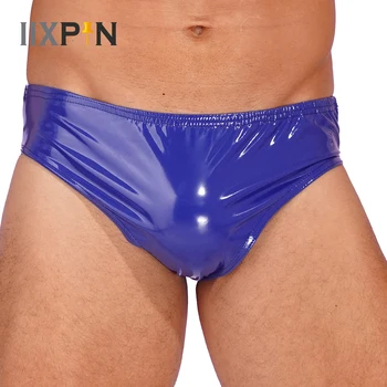 Calzoncillos de látex de charol con aspecto húmedo para hombre, ropa interior, bragas con cintura elástica para actuación de baile y fiesta Rave