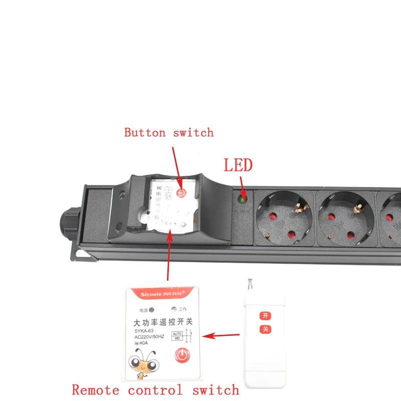 40A  PDU Power strip Wireless remote control switch High power single-phase 220V Source intelligent remote controller EU Socket