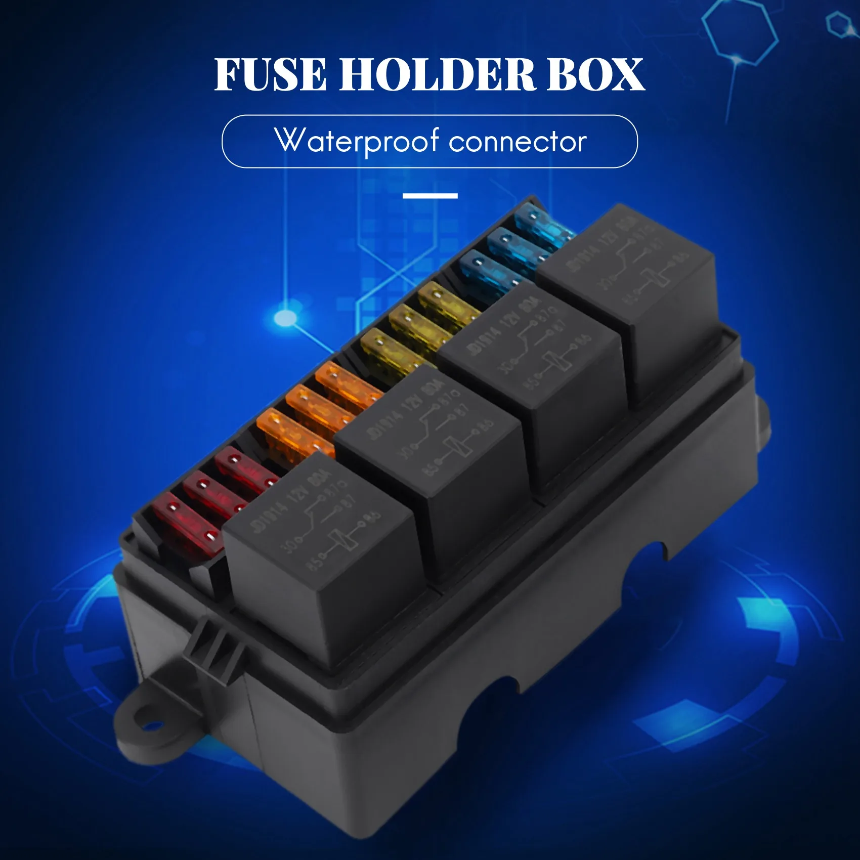 Efficientt-12 Way Blade Fuse Holder Box With Spade Terminals And Fuse 4PCS 4Pin 12V 80A Relays For Car Truck Trailer And Boat