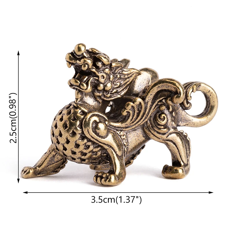 Fengshui Vintage Statue Figurine Wealth Brass Decor Prosperity Chinese Style Ornament Qilin Dragon Luck Animal