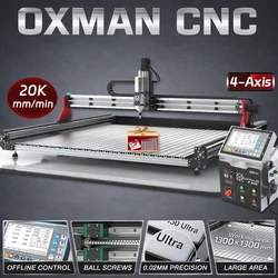 BulkMan3D OXMAN CNC Engraver with 4-Axis DDCSV4.1 Control Box SFU1610 Ball Screw Router Machine for Wood Metal Acrylic Cutting